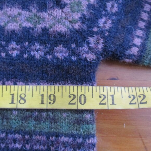 Wool Sweater Tunic Length Henley Neckline Button Front Jewel Tones Scandi Style - Picture 10 of 10